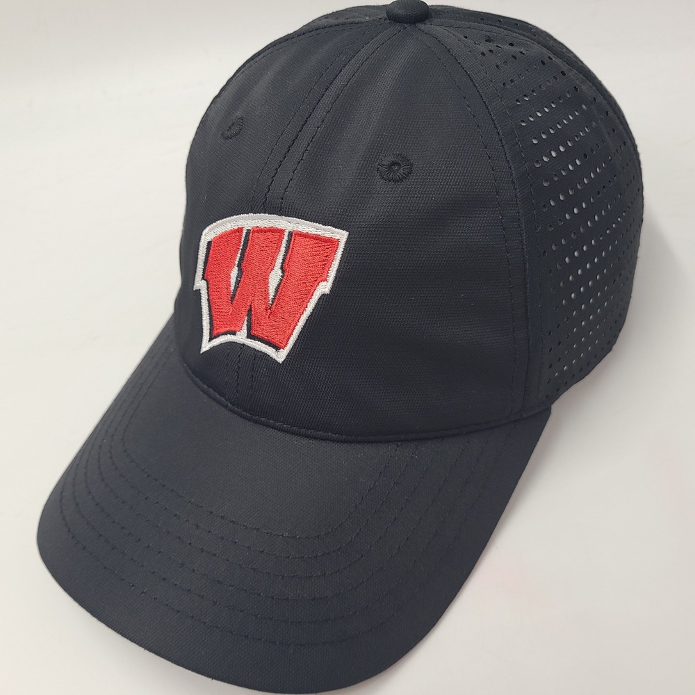 Wisconsin Badgers Hat Adjustable Ahead Black Red NCAA Performance Golf Cap Men